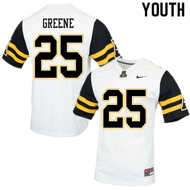 Youth #25 Jackson Greene Appalachian State Mountaineers College Football Jerseys Sale-White